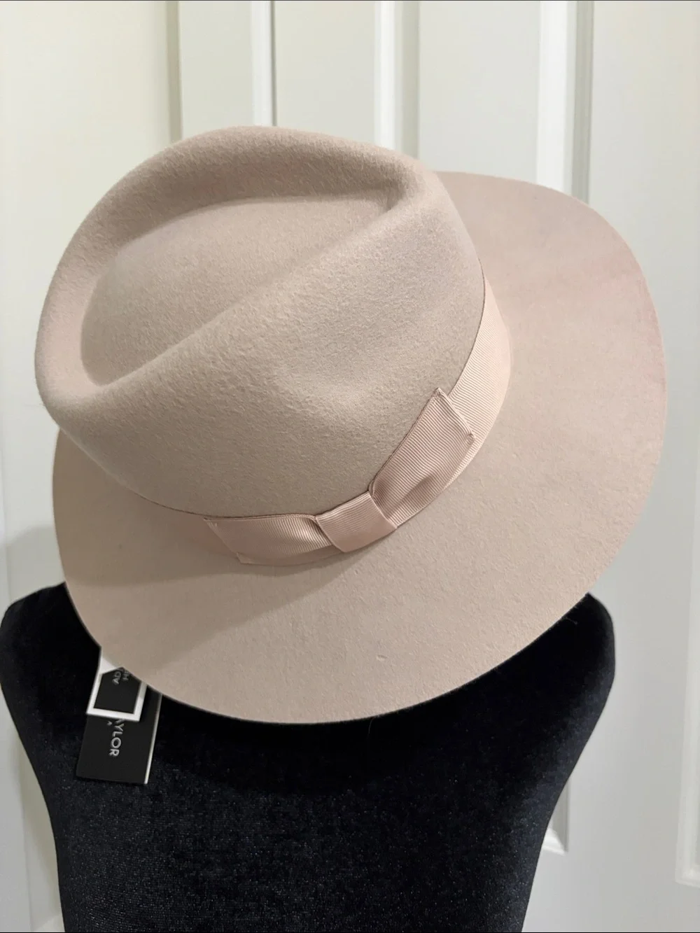 Morgan & Taylor Blush Cream Wool Fedora with Grosgrain Band NWT